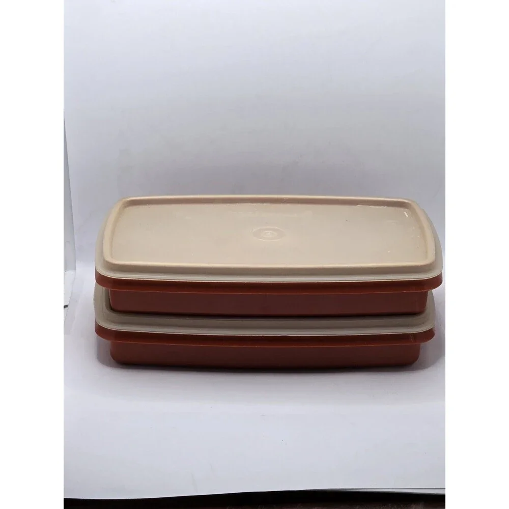 Tupperware Deli Meat Coldcut Storage Container Paprika with Lid Set of 2